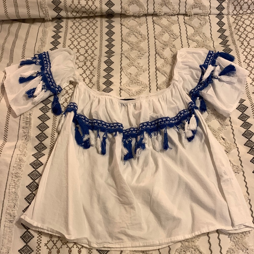 Off the shoulder tassel top